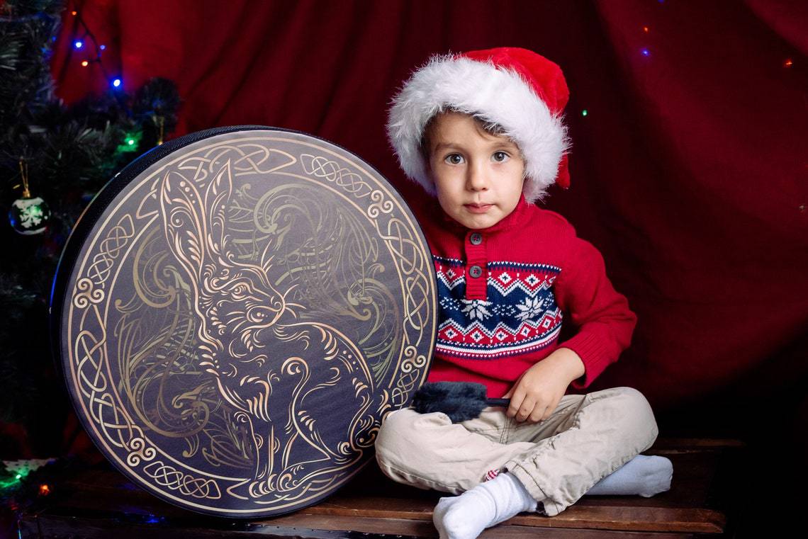 Haube New Water Rabbit Tree of Life Decoration Design Handmade Shamanic Drum Siberian Drum Spirit Drum_voghion.com