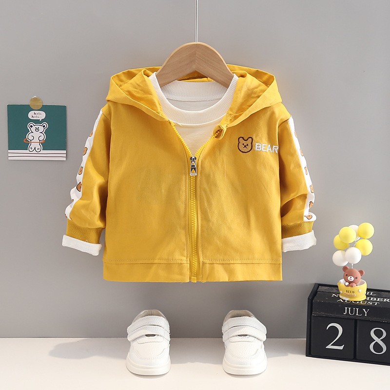 Chaqueta de otoño para niños 2024 nuevo niño primavera y otoño ropa de moda extranjera bebé chaqueta encapuchada moda