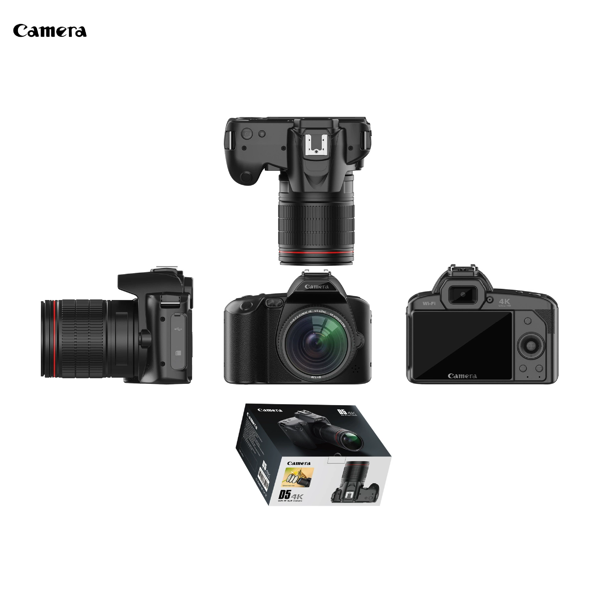 Цифровой фотоаппарат D5, 64 МП Wi‑Fi 4K, ночное видение и видеозапись в двух режимах
