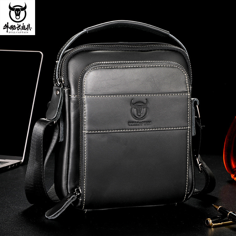 Captain Cow Leather Top Layer Cowhide Men's Genuine Leather Single-Shoulder Crossbody Bag Casual Retro Crossover Soft Leather Small and Medium Bag Captain Cow Leather Top Layer Cowhide Men's Genuine Leather Single-Shoulder Crossbody Bag Casual Retro Crossover Soft Leather Small and Medium Bag