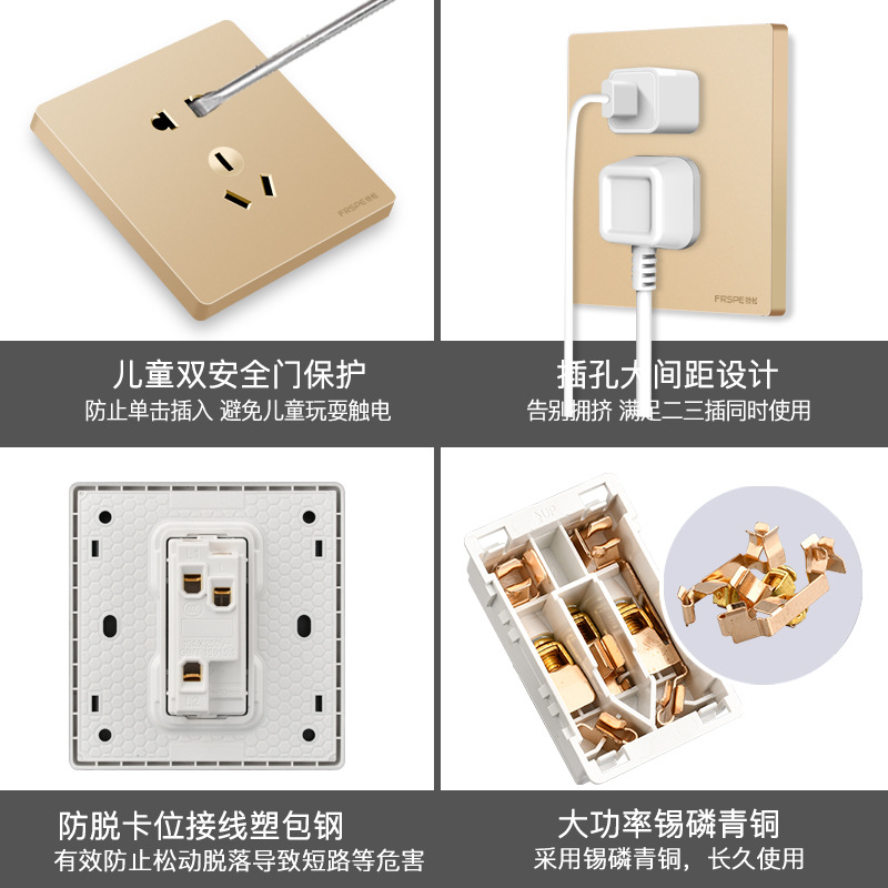 Nueva campana de pino oculto 86-tipo de interruptor de pared del panel de cinco agujeros USB fuente de alimentación de la cocina hogar fábrica al por mayor image 3