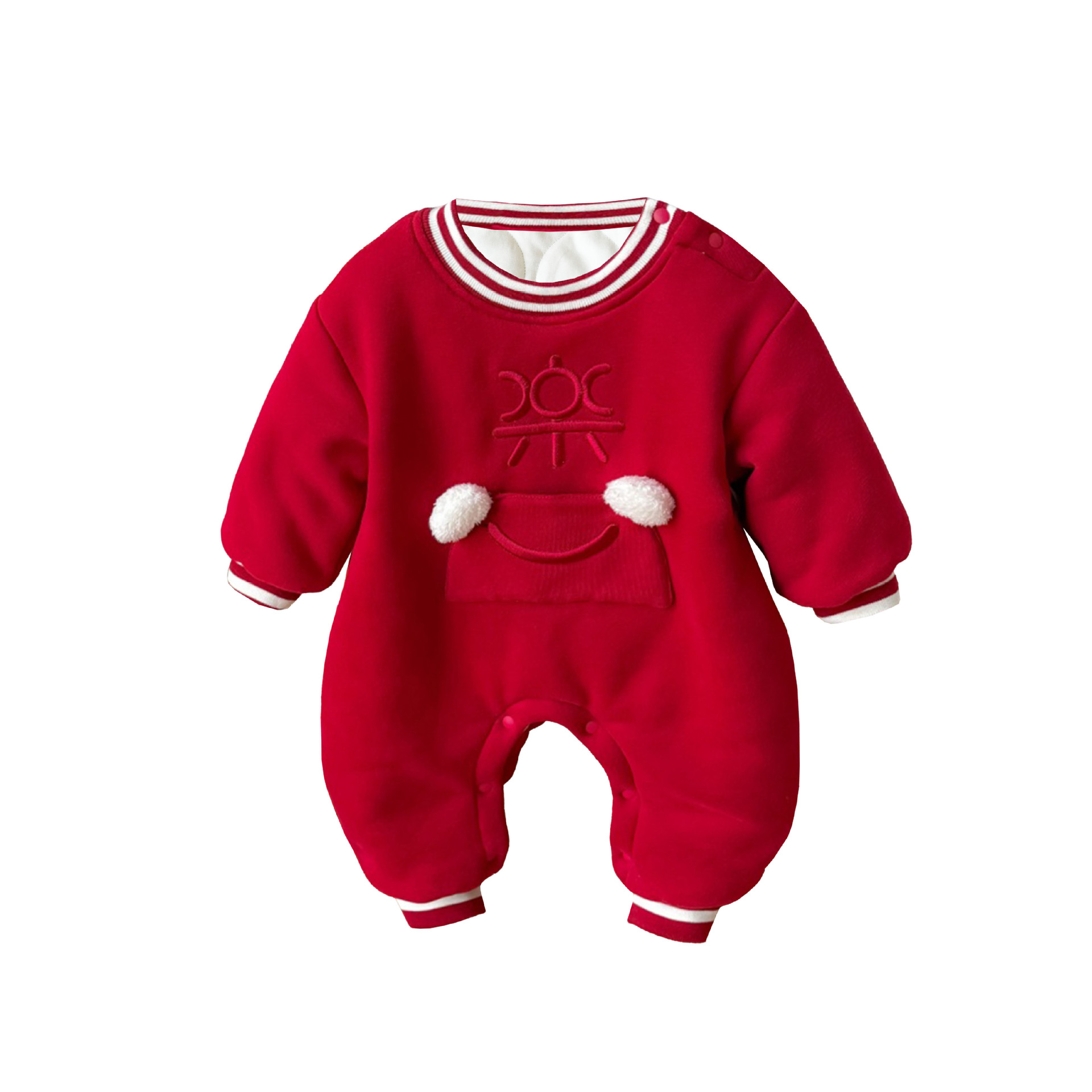 2025 ropa de algodón de estilo chino para bebés y niños pequeños, año nuevo rojo festivo, bolsillo de sobre rojo, ropa de Año Nuevo, ropa acolchada de algodón de una pieza