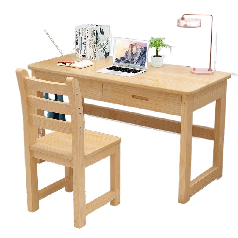 Escritorio de madera maciza, escritorio de estudio, escritorio para computadora, escritorio simple para estudiantes, juego de silla, escritorio pequeño con cajón, escritorio al por mayor image 5