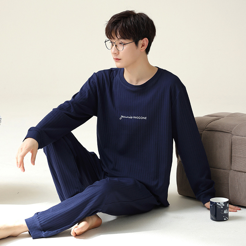 봄, 가을 남성 플러스 사이즈 플러스 사이즈 잠옷 남성 가을 남성 2024 새로운 가을, 겨울 긴 소매 코튼 홈 의류