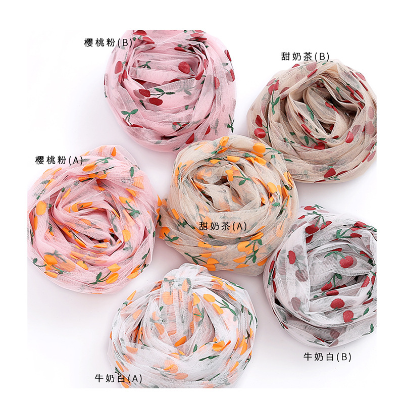 Fábrica de fiestas de flores nuevos productos de cereza impresión de flores frescas envasado de malla de moda ramo de flores envoltura cortina de hilo