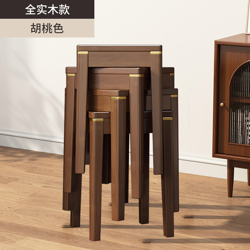 無垢材のスツール、家庭用の小さな正方形のベンチ、積み重ね可能なシンプルな丸いスツール、ドレッシングローチェア、リビングルームのダイニングテーブルと椅子、直販|undefined