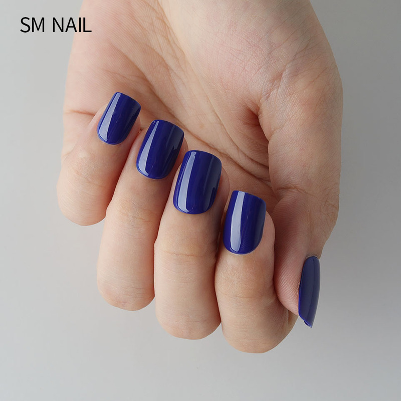 Soft Gel Nail Soft Gel Wearable Nail Dark Blue Manicure Nail Short Square Thick Nail Type Removable