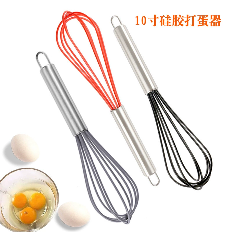 手动不锈钢柄硅胶打蛋器蛋糕奶油打发器手持搅拌器烘焙工具手摇