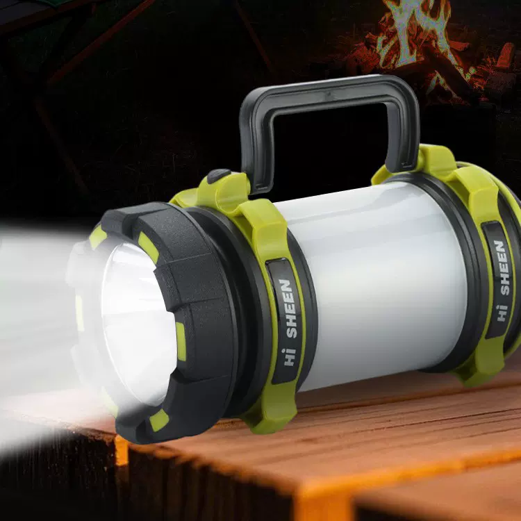 跨境手提灯户外野营灯登山钓鱼探照灯巡逻充电手电筒夜钓led灯