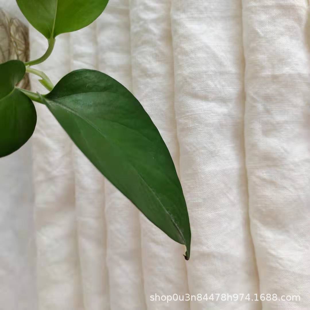 高密厚重布米白色酵素洗亚麻窗帘布  300GSM纯亚麻本白色宽幅布