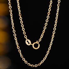 18k金项链 au750彩金爆款素金闪o字项链素链简约百搭锁骨项链裸链