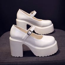 复古玛丽珍女鞋高跟2024秋季新款粗跟厚底防水台英伦小皮鞋女单鞋