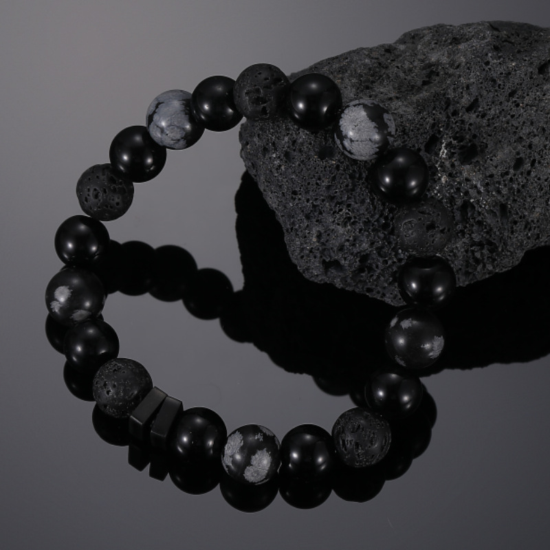 1 Piece Quantity IG Style Simple Style Geometric Star Natural Stone Titanium Steel Beaded Couple Bracelets