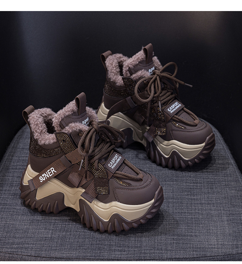 Giày sneaker nữ đế dày phong cách Hàn Quốc, lót lông cừu giữ ấm, tăng chiều cao — M2993 Trắng một lớp, M2993-1 plus nhung xám, M2993 plus trắng nhung, M2993-1 plus nâu nhung chi tiết 18