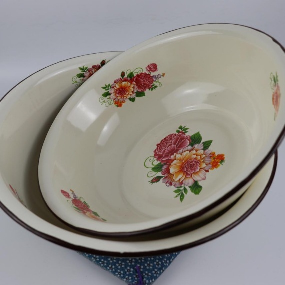 Esmalte de alta calidad grueso y cuenca de esmalte grueso impreso doméstico cuenca de esmalte