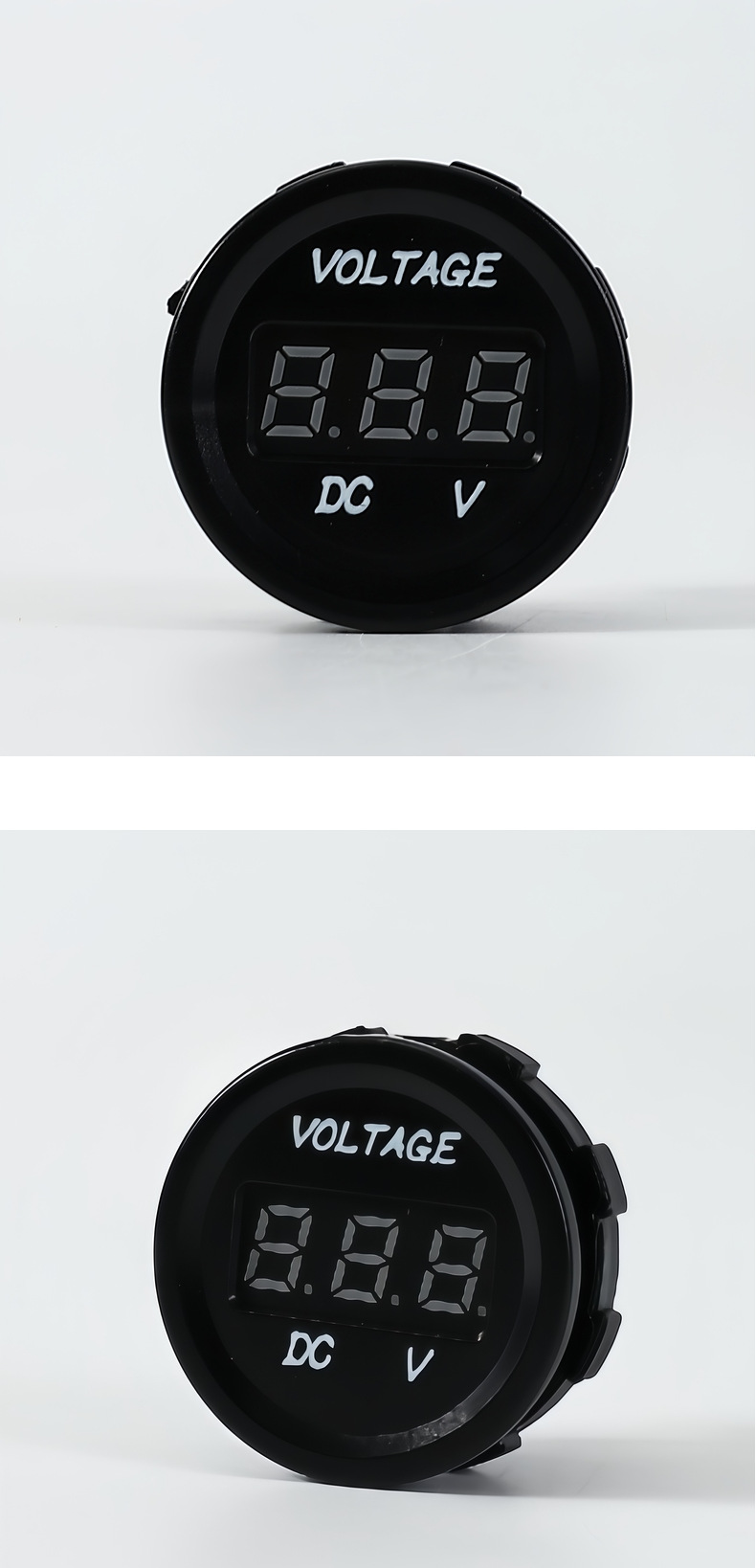 Car-mounted circular LED digital display voltmeter 12-24V car dashboard motorcycle DC power detection instrument