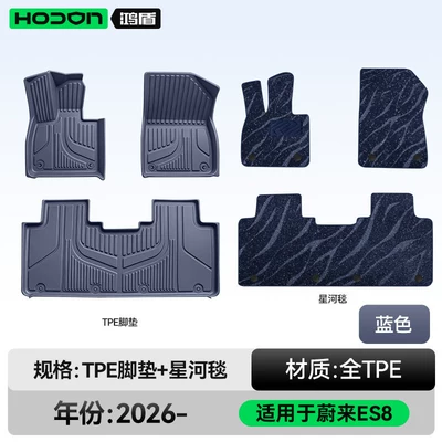 floor mats and trunk mats, Modelə uyğun ayaqaltı - nio-es8-five-seater-double-layer-foot-mat-blue-tpe-black-galaxy-carpet-with-starlight-embellishments