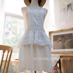 法式蕾丝花边围裙女仆纯棉文艺画画花店美容烘焙围腰工作服