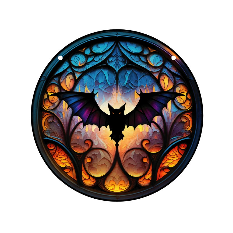 Акриловый ловец солнца на Хэллоуин с летучей мышью, подвески на окна на Хэллоуин