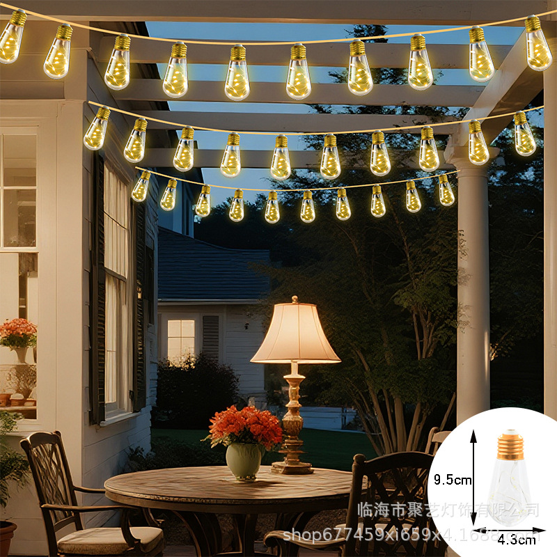 Camping al aire libre cadena de lámpara impermeable cable de cânhamo lámpara LED de lámpara