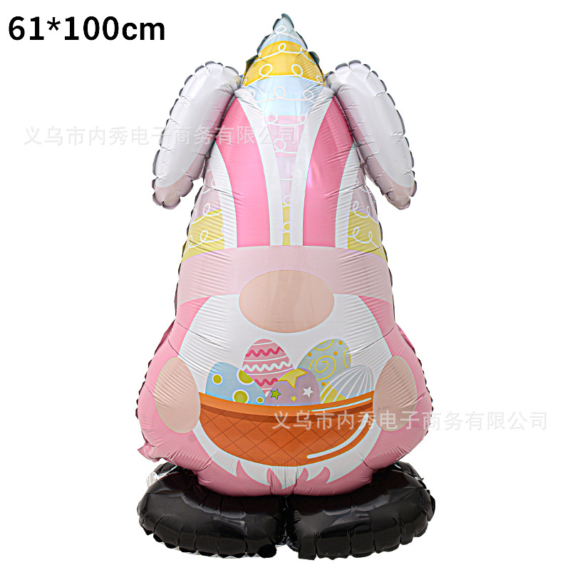 Pascua globo tridimensional base de pie globo de aluminio gran conejo huevo forma tema decoración