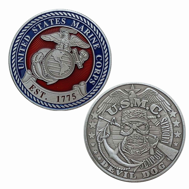 美国东部骷髅头钉子徽章神狙击手纪念章 把玩摆件海盗硬币纪念币|ru