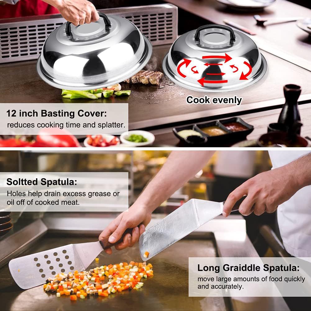 Amazon Hot sale acero inoxidable plate-yaki set de hamburguesas de cocina pala combinación de campamento al aire libre BBQ herramientas de barbacoa