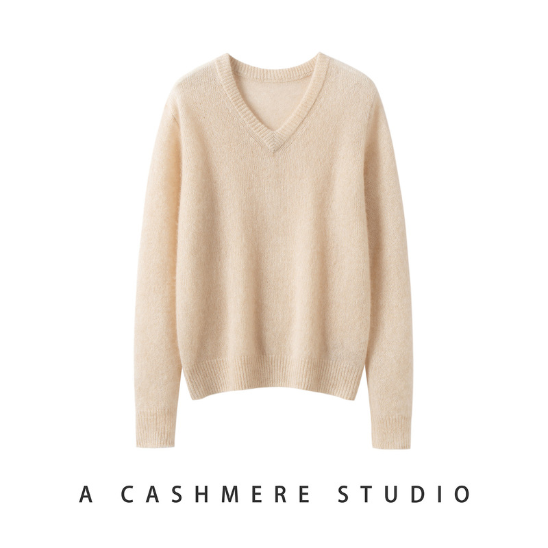 75% cashmere 25% mulberry silk V-neck cashmere sweater for women, loose fit, large size, soft and non-itchy knitwear, base layer sweater 75% cashmere 25% mulberry silk V-neck cashmere sweater for women, loose fit, large size, soft and non-itchy knitwear, base layer sweater