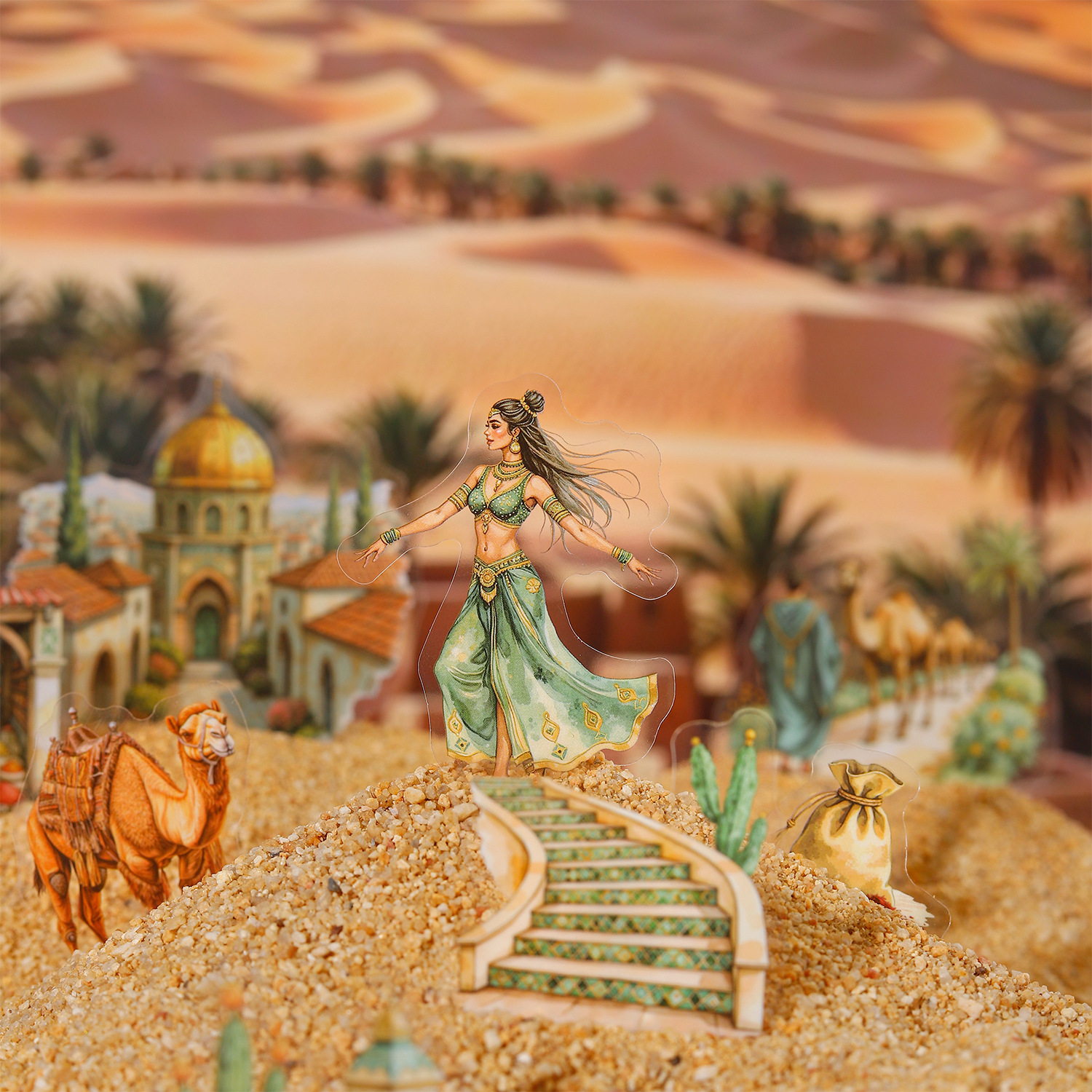 Paquete de pegatinas de buen día, pegatinas de paisajes de viajes exóticos, collage de decoración de bricolaje de cuenta de mano retro