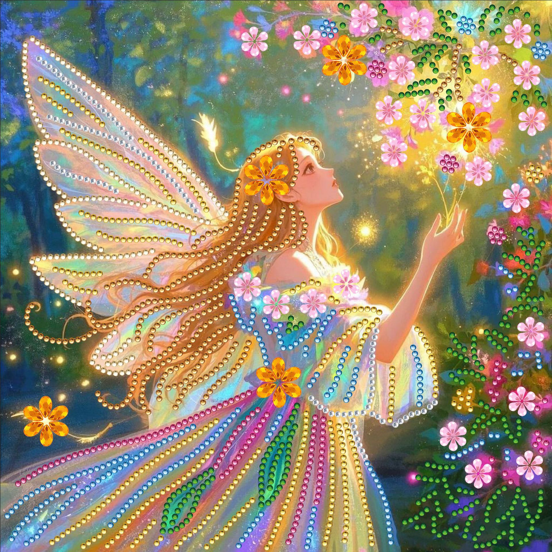 Pintura de Diamantes 5D con Forma Irregular de Princesa de Fantasía, Pintura de Diamantes DIY, Pintura de Diamantes con Puntos de Cristal, 30×30