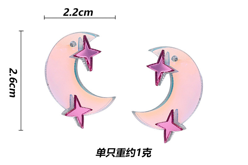 Super Flash Laser Moon Star Earrings Acrylic Transparent Colorful Simple Earrings display picture 2