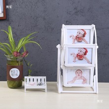摆台儿童寸创意75影楼风车相架相框婚纱照6寸摩天轮组合白色款