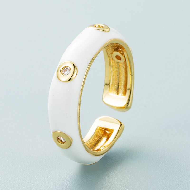 Mode kupfervergoldeter mikroeingelegter Zirkonfarbe tropfender Ring Grohandel Nihaojewelrypicture10