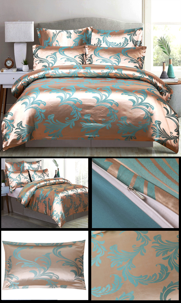 Set copripiumino jacquard in raso stile europeo da tre pezzi, Nantong_voghion.com