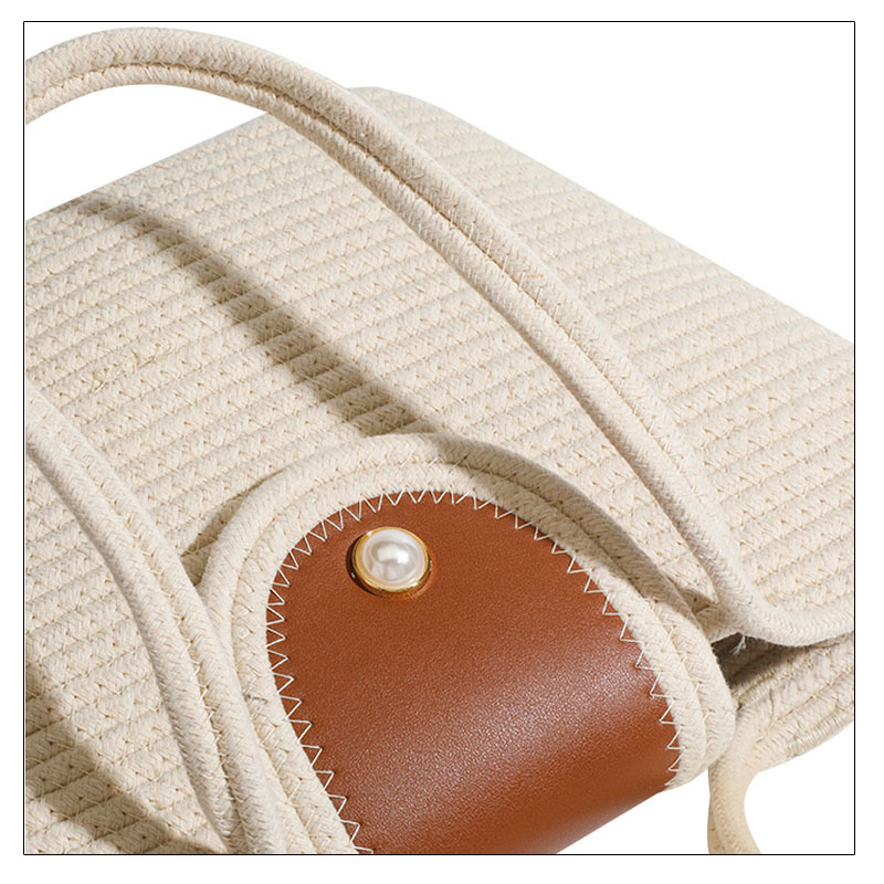 Borsa da spiaggia a spalla singola in corda di cotone intrecciata in erba da donna estiva 2024_voghion.com