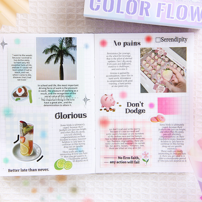 Flujo de color superficie de niebla PVC cinta adhesiva DIY diario de mano paisajismo pegatinas de color gradiente arco iris pegatinas decorativas