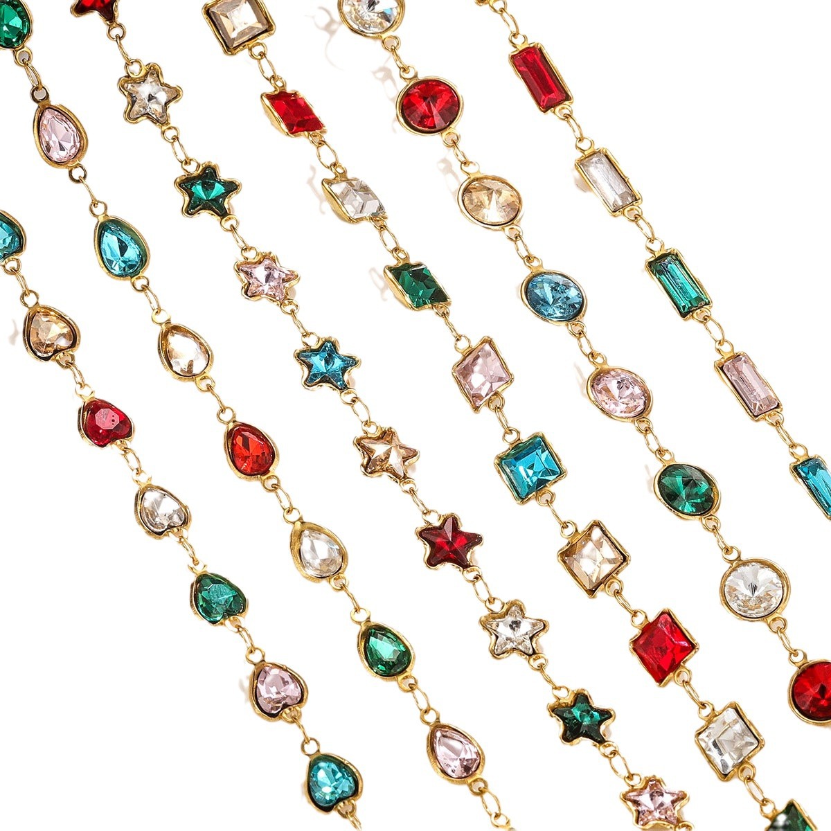 Acero inoxidable cristal cadena impermeable cadena de cristal de color joyería DIY accesorios pulsera collar chapado en oro craneal 18K