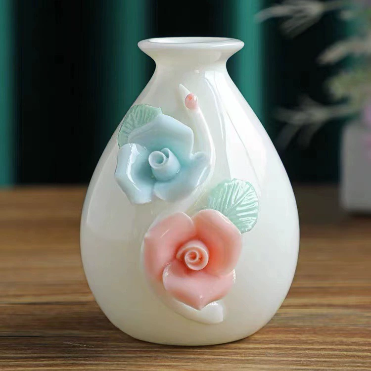 Handmade mini vase flower bottle flower ceramic ornaments dry flower inserting water -breed living room study frame desktop decoration