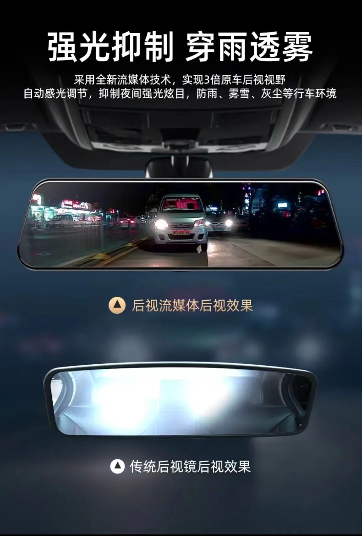 New model Renwoyou 10inch full-screen streaming smart voice-controlled dashcam with high-definition night vision and dual front and rear cameras