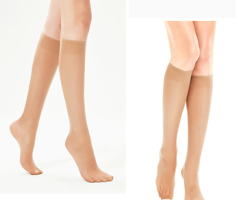 Mittelhohe Strümpfe für Damen, Anti-Haken-Sommersocken aus Seide, ultradünn, halbgeschnitten, schwarz, fleischfarben, kerngesponnene Seide, Halbhohe Wadensocken für Kinder_voghion.com