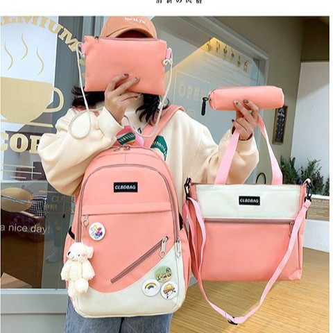 High-value Korean School Bag for Primary and Middle School Students Women's Campus Japanese Large Capacity Four-piece Backpack Outdoor Backpack