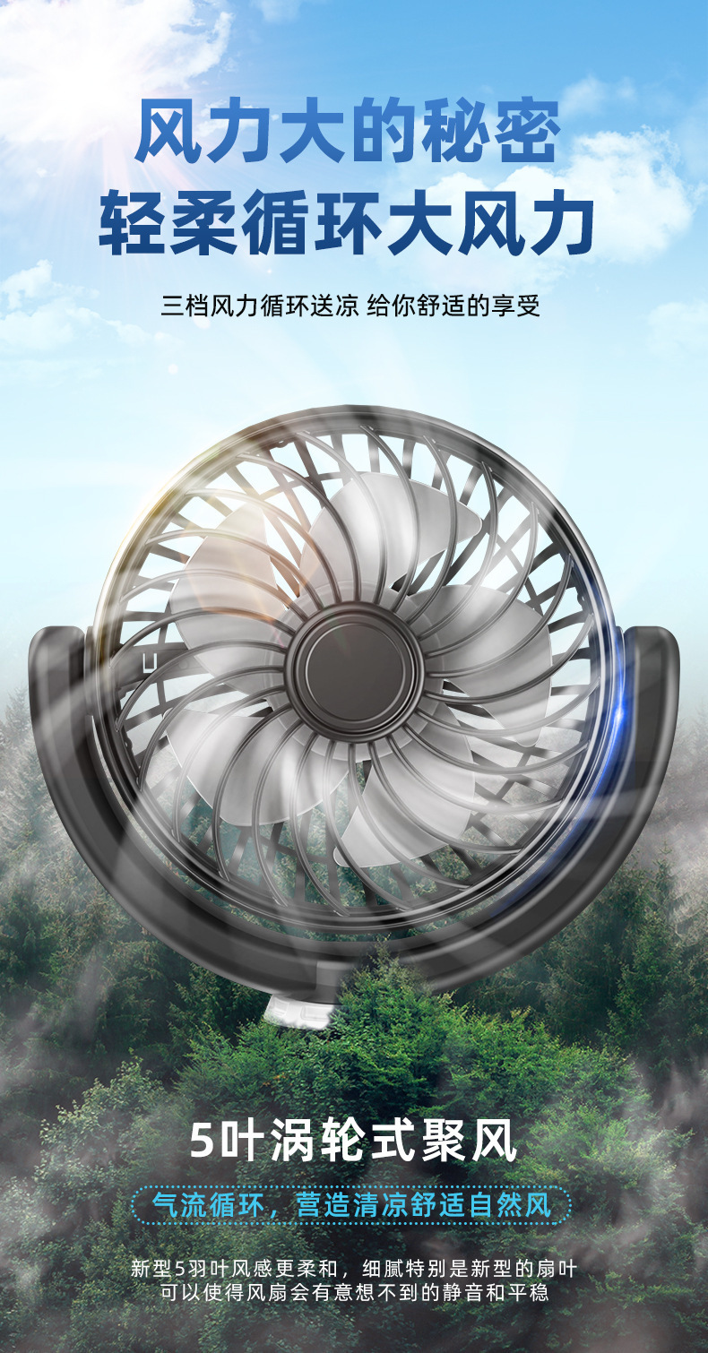 New Car-Mounted Dual-Head Fan Rear Cooling Fan Summer Car Rear Seat Cooling Fan Car USB
