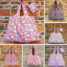 现货大容量可爱轻便环保购物袋便携折叠袋卡通买菜包210D大号KT