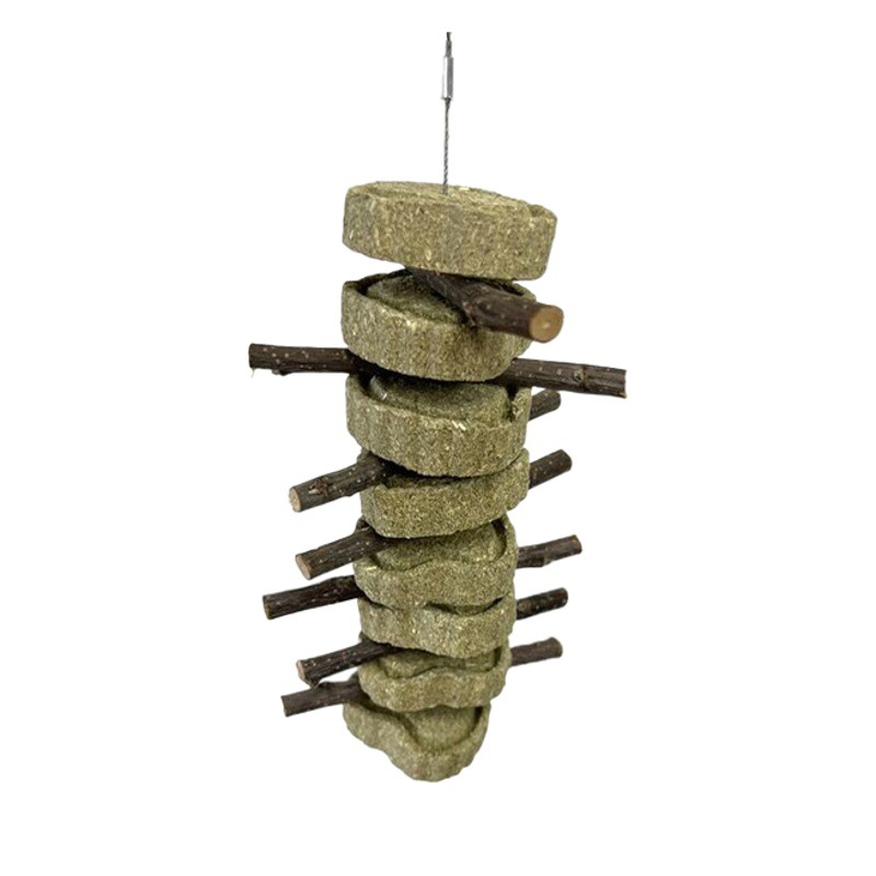 Juguete Molar de Cuerda para Pequeñas Mascotas, Madera y Hierba, Masticable, para Conejos y Cobayas