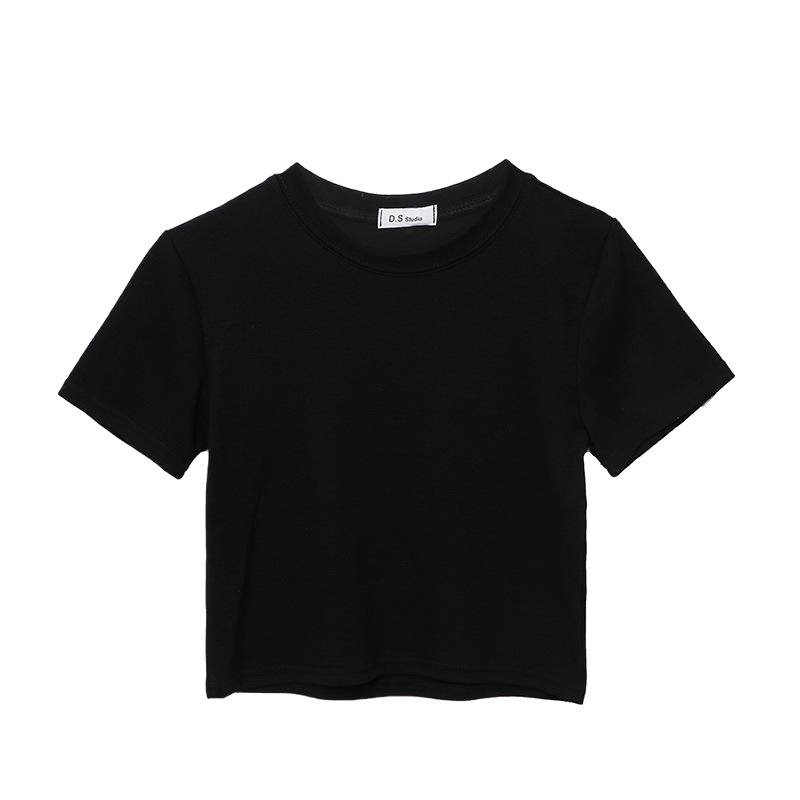 Camiseta corta de 9 colores para mujer, de manga corta y color liso, estilo nuevo verano 2026, top blanco ajustado, capa base de moda.