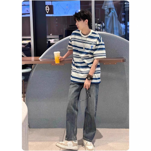 Hollywood-style unisex summer short-sleeve T-shirt 2025 Korean trend minimalistic loose casual streetwear brand top