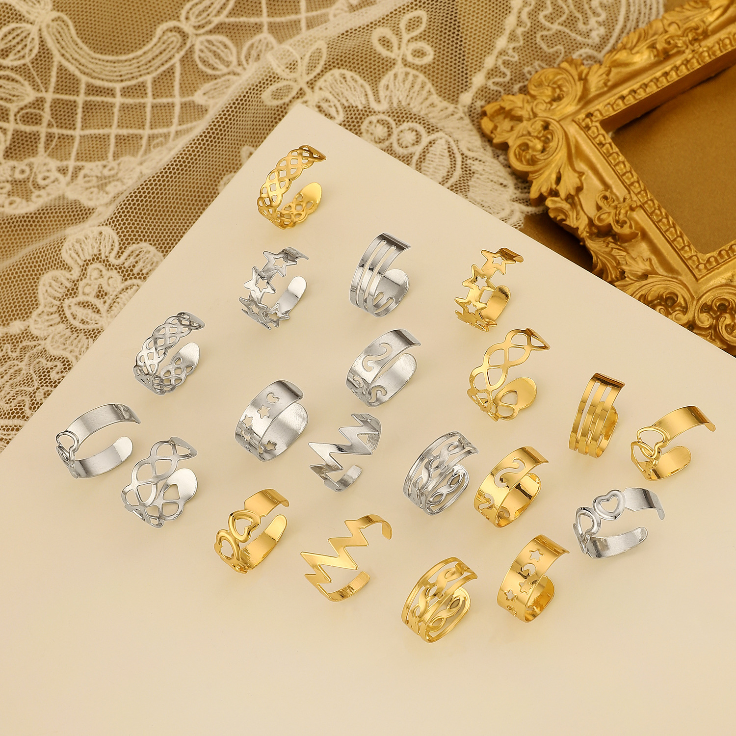 Geometric, Star, Heart Shape Pattern Wholesale Jewelry Simple Style Classic Style Geometric Star Heart Shape Alloy Toe Rings