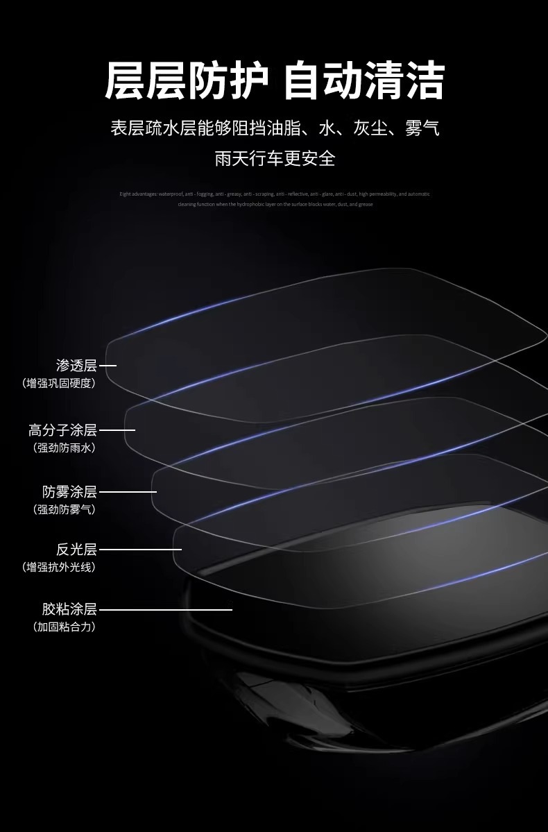 Rearview mirror rainproof film film reversing mirror reflective car artifact waterproof rainproof glass anti-fog rainy day