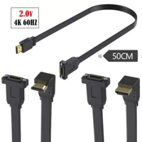 Плоский удлинительный кабель HDMI 2.0 с фиксированной панелью, подключение штекера, поддержка 4K 60Hz