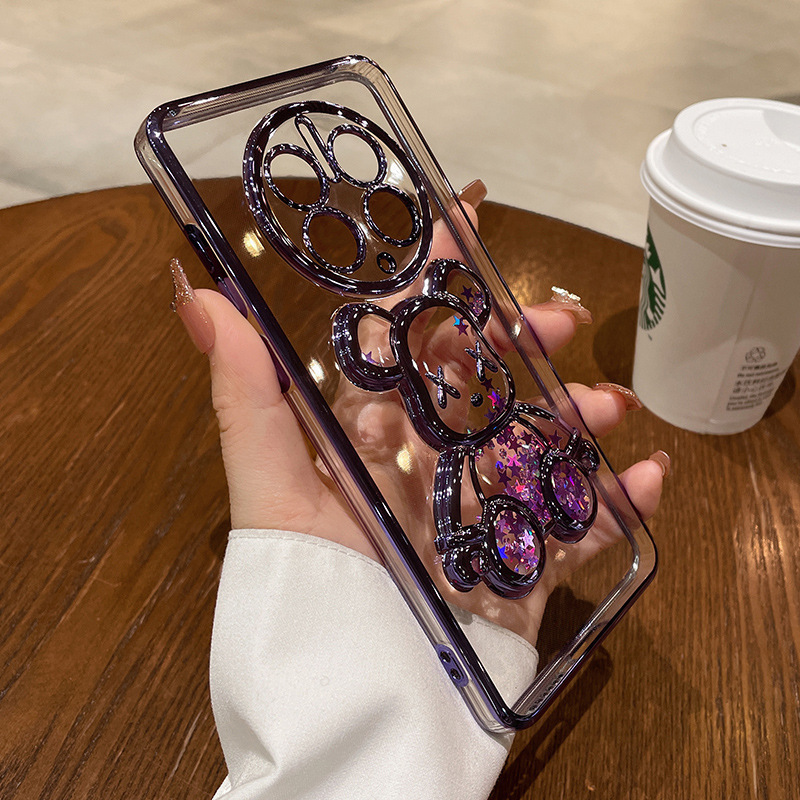 Huawei Mate70pro 流砂バイオレントクマ携帯電話ケース Puro70pro 電気メッキ x200 落下防止保護カバーに適しています。|undefined